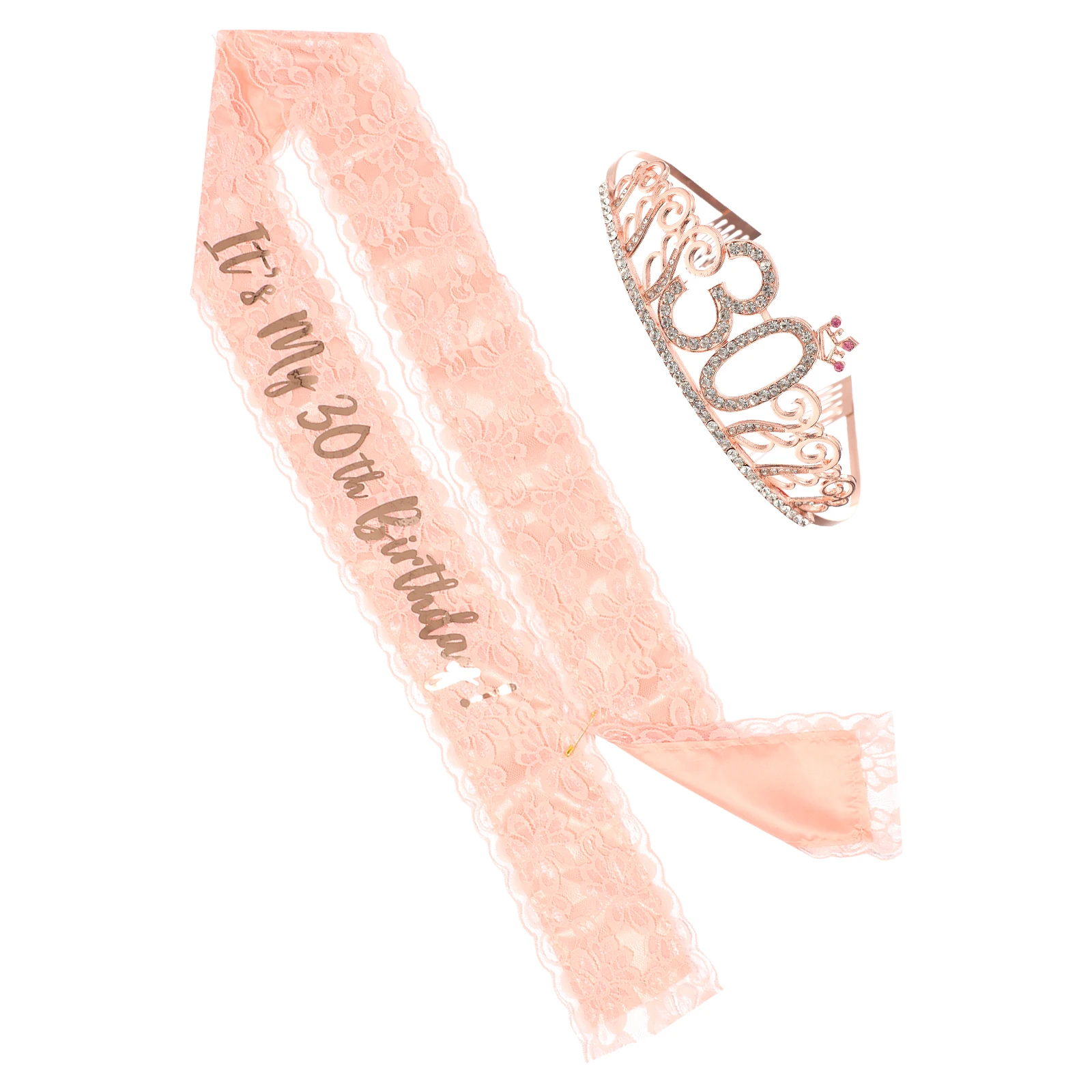 

1Set Birthday Sash and Tiara Elegant Alloy Crown Shiny Design Perfect Birthday Party Accessory Photo Prop for Women