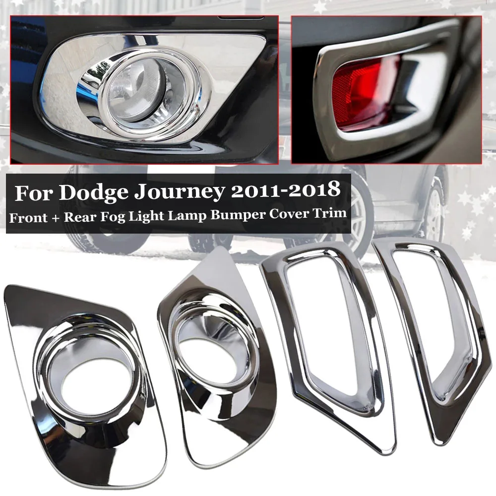 Car Chrome Front Rear Fog Light CoverTrim for Dodge Journey Fiat Freemont 2011 - 2018