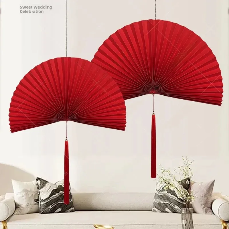 New Chinese Style Wall Hanging Decorative Fan Window Display Parlor Large Fan Paper Material Traditional Decor Home Accessories