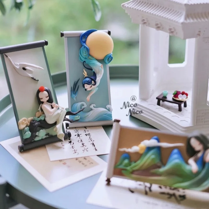 

Официальная аутентичная серия Sleep Oriental Scroll, слепая коробка для девочек, фигурка в китайском стиле, орнамент, наклейка на холодильник, подарок на день рождения