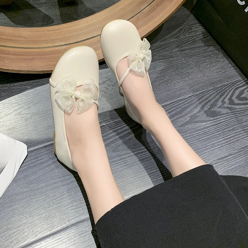 Women's Shoes 2024 Mary Janes Women's Flats Sweet Dress Flats Women Bow Tie Round Toe Shallow Slip on Soft Bottom Shoes Women