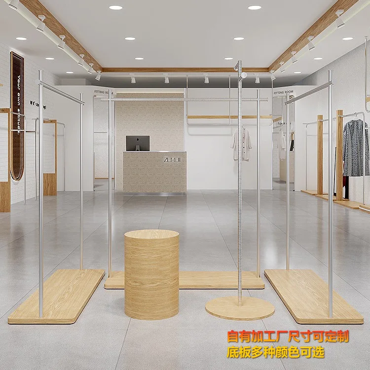 Nakajima display rack for women's clothing store Clothing store display rack Floor-to-ceiling stainless steel log color