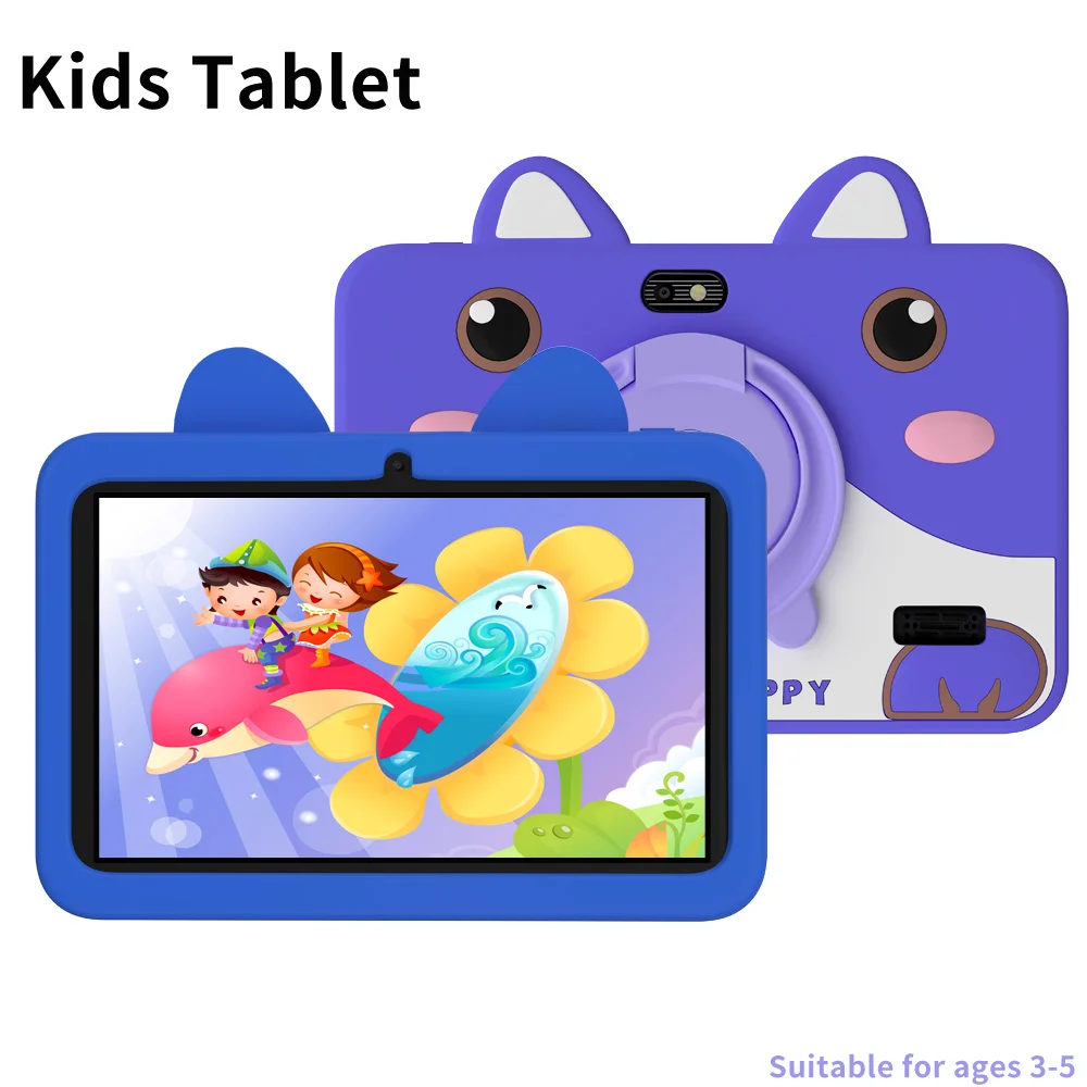 BDF New Cartoon Pattern Kids Tablet 7 Inch 4GB RAM 64GB ROM Android 13 Learning Education Games Tablets Best Children's Gifts