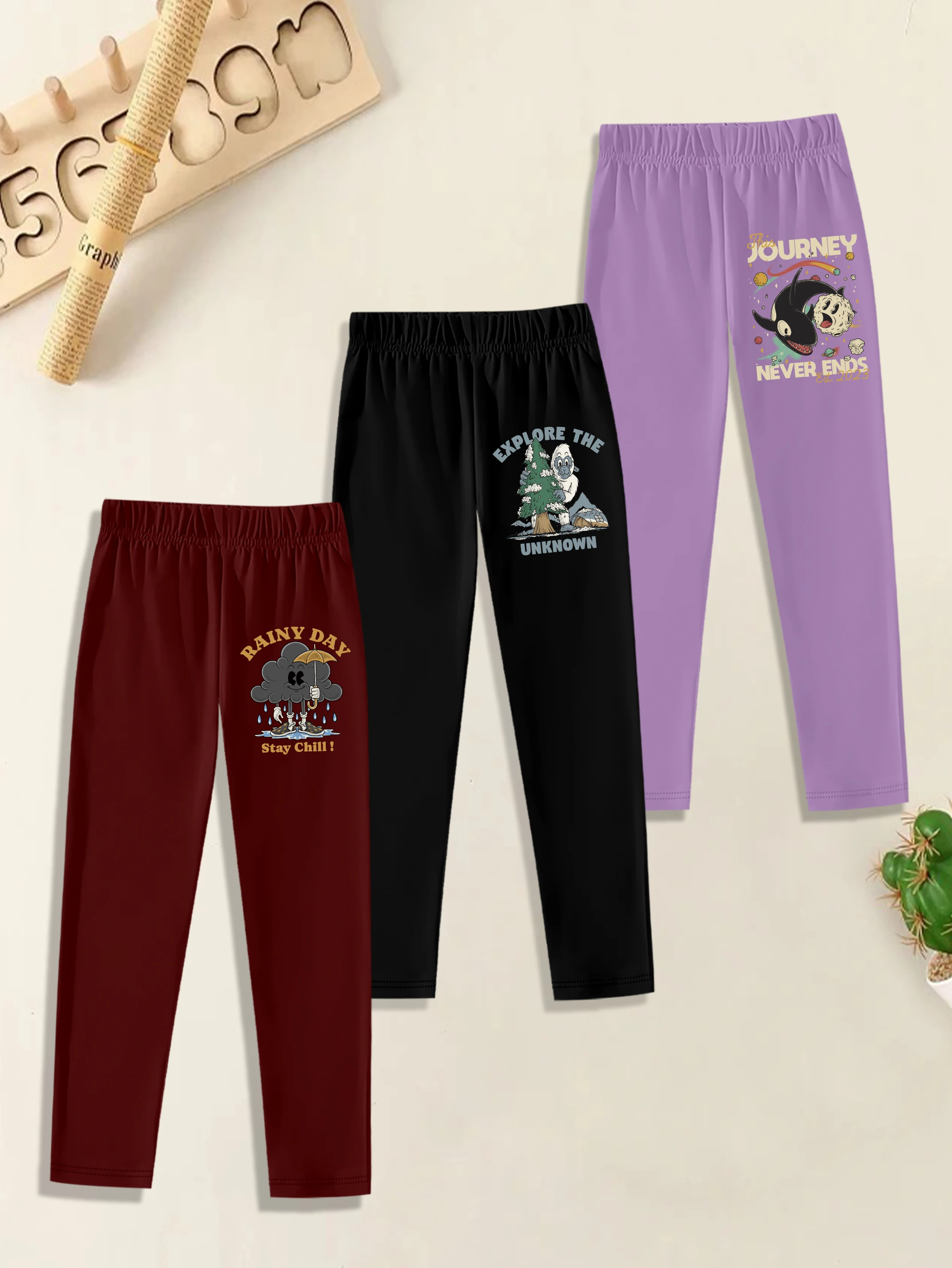 

3 шт.: Осенние повседневные леггинсы для мальчиков — принт «Темное облако, овца и кит» с рисунком «Темное облако»