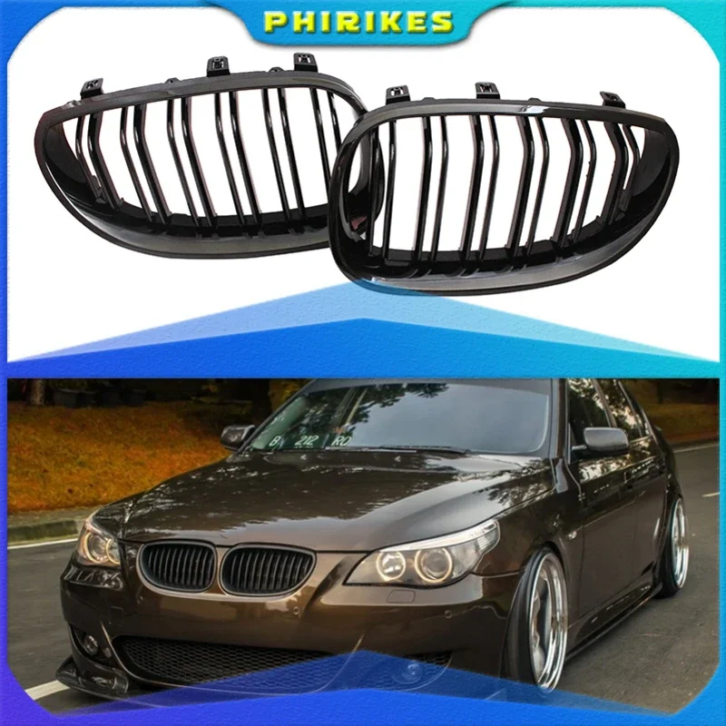 

Front Bumper Kidney Grille Grill Hood Mesh Double Line For BMW E60 M5 E61 520i 545i 550i 535i 2003-2010 5 Series Refit Body Kit