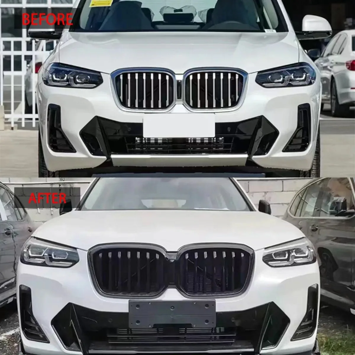 Suitable For BMW X3 G01 LCI 2022-2024 Single Line Model With Glossy Black And Blackened Grille