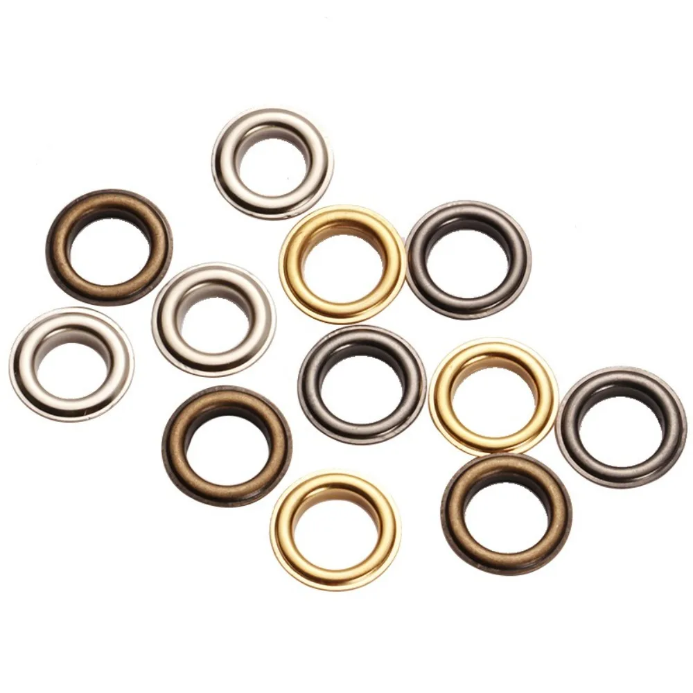 100Sets/pack DIY 4~12mm Eyelet Grommet Silvery Round Rings Copper Eyelet Grommet Belt Leather Craft Tarp Accessories