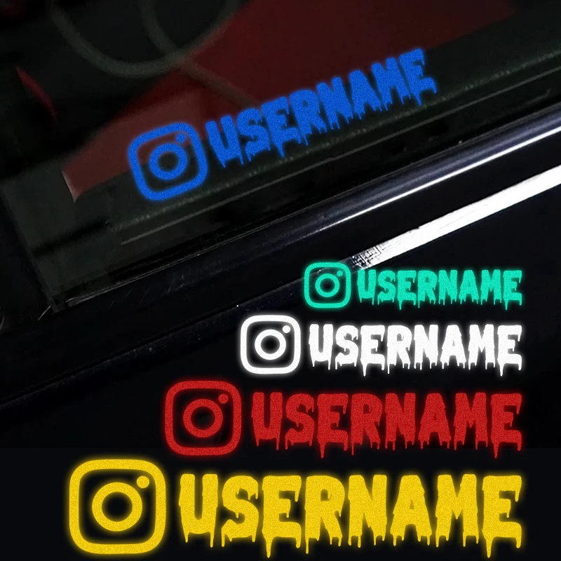 

1 шт. персонализированные светоотражающие наклейки для мотоцикла с именем пользователя в стиле Instagram, забавные водонепроницаемые виниловые наклейки DIY для топливного бака, шлема, автомобиля, велосипеда