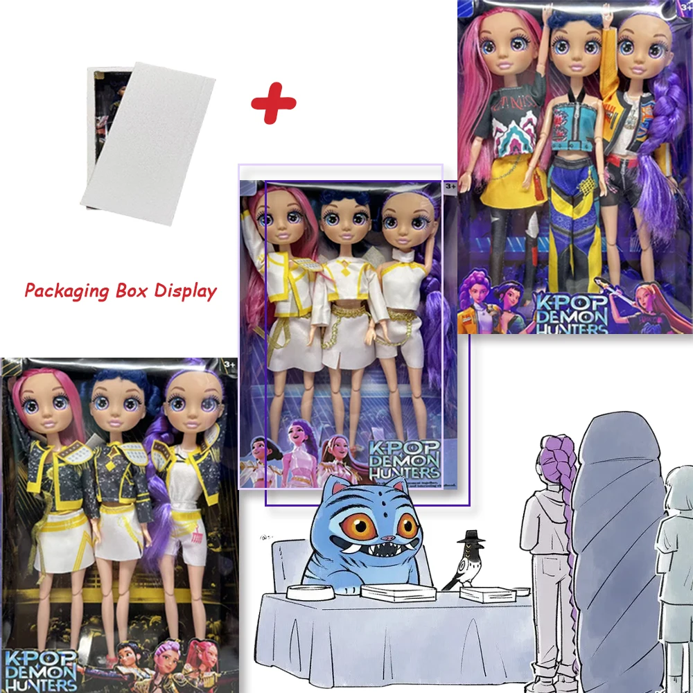 ฟิกเกอร์ไวนิลเนื้อสัมผัสเรียบเนียน Kpop Demon Hunters - 2026 ใหม่ รูมิ มิรา โซอิ ตุ๊กตาหน้ากาก ของขวัญพรีเมียม