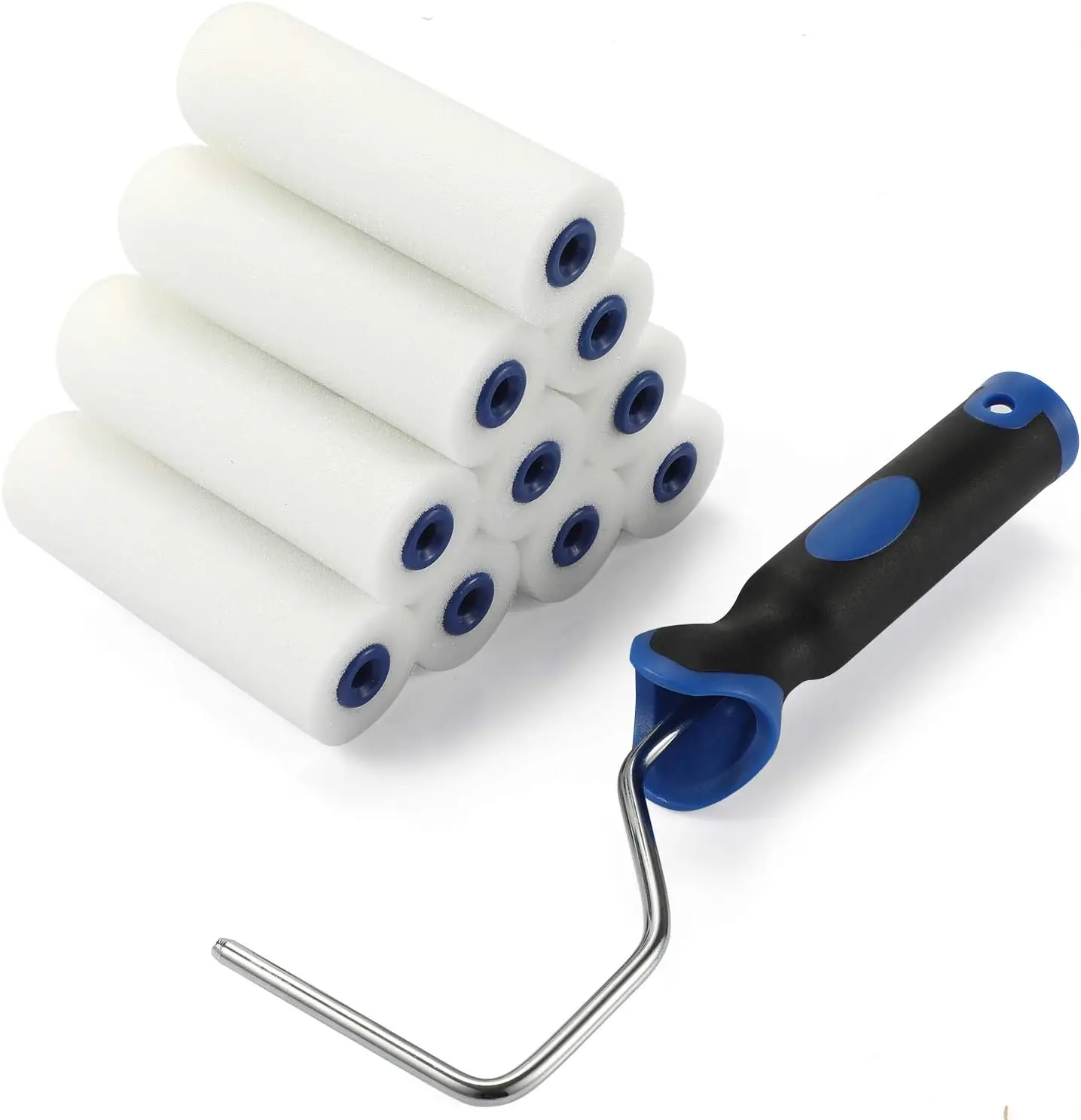 

4-Inch Mini Foam Paint Roller Covers, Pack of 11, High-Density for Smooth Finish on Cabinets and Furniture