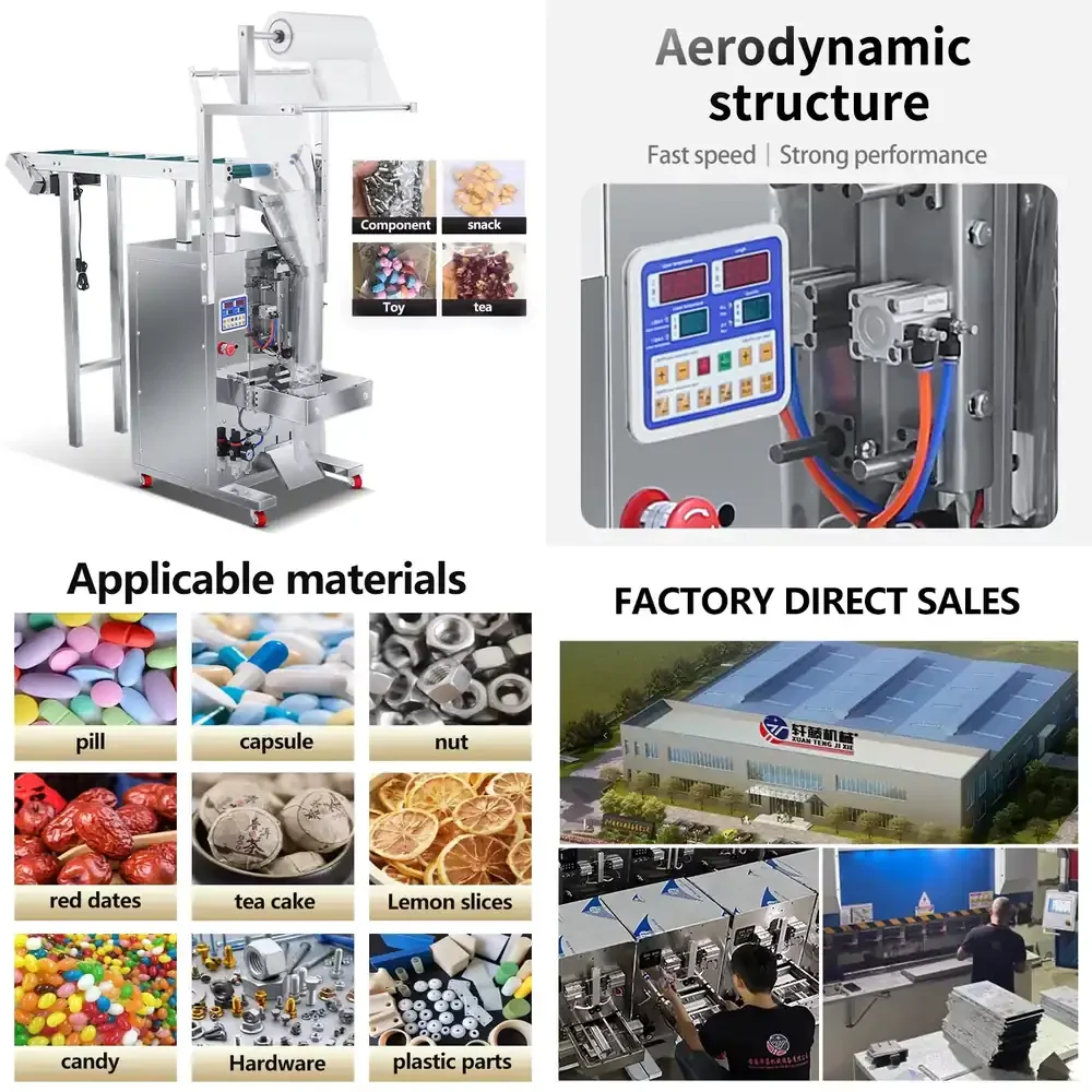 Fully Automatic Packaging Machine Food Conveyor Belt Hand-thrown Hardware Screw Accessories Plastic Granule Noodles Bags Foil