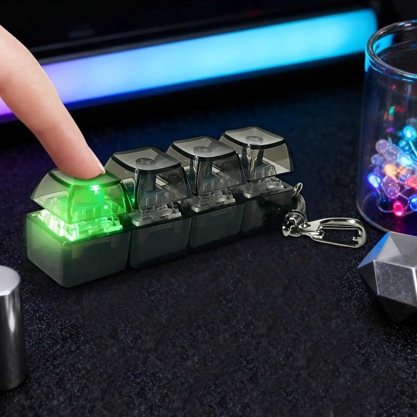 Neue Tastatur Schlüsselbund Zappeln Spielzeug Kristall Clicker Sensorischen Spielzeug Für Stress Relief Tastatur Schlüsselbund Zappeln Gadget Für Erwachsene kind