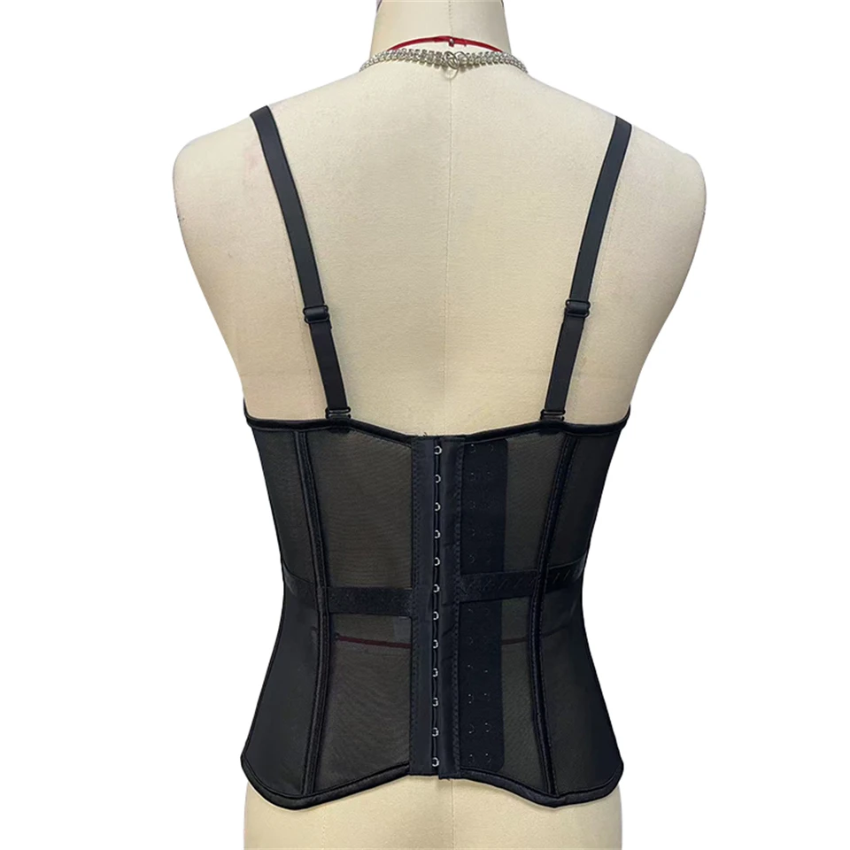 Becirzet Elegantes Formgebendes Sexy Spitzenkorsett Damen-Bustier Taillentrainer Schlankes Crop-Top Körperformer Mehrfarbiger Fischgräten-BH – Detail 7