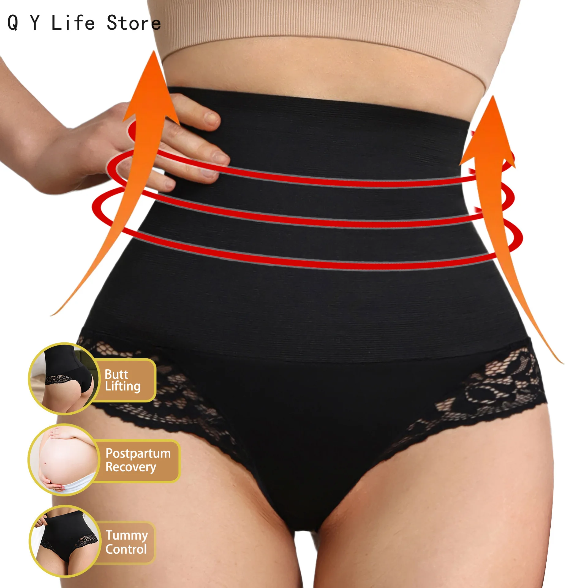 

Belly Pants Hip Lift Mid Waist Close Belly Panties Lace Body Sculpting Pants Underwear Waist Close Belly Panties