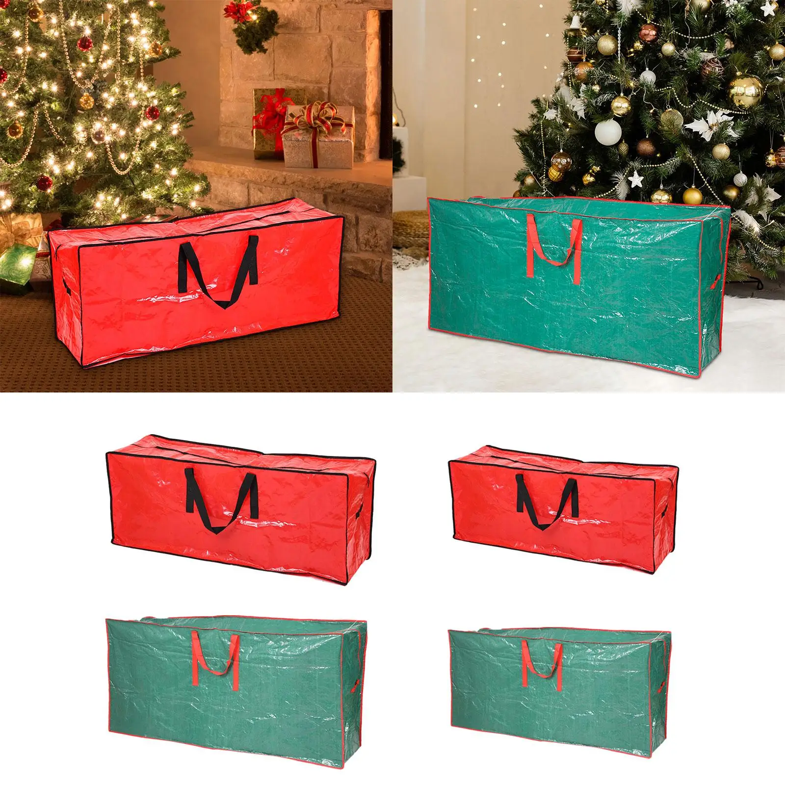 Bolsa de almacenamiento de PE para árbol de Navidad, adornos navideños, transporte para