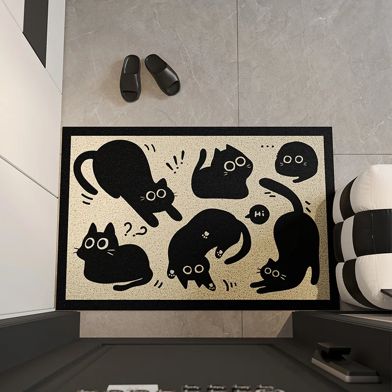 

Cute Cats Welcome Entrance Doormat Anti-slip PVC Floor Mats for Entry Porch Hallway Entryway Home Decoration Dust Removal Carpet