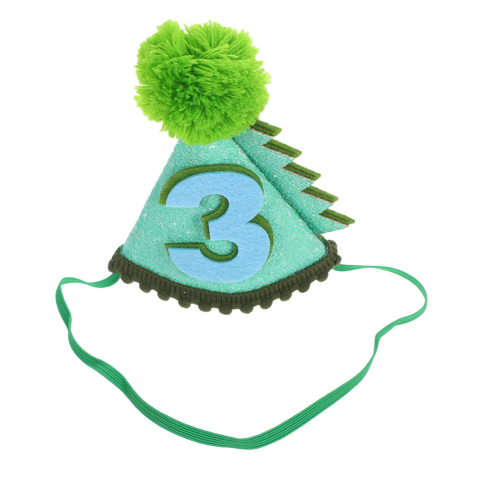 

Dinosaur Birthday Party Hat Green Glitter Cone Shape Number 3 Celebration Headwear Birthday Photo Props