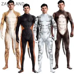 Zawaland Zentai Halloween Costume Animal Jumpsuit with Tails Cosplay Costume Festival Party Clothes Anime Dress Bodysuit