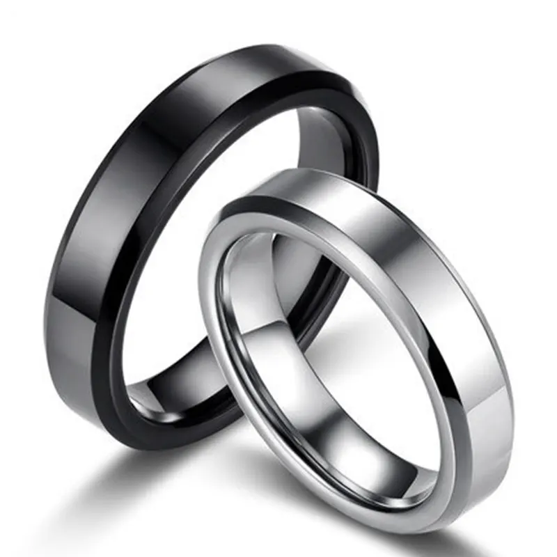 4mm Simple Smooth Women Rings Black Stainless Steel Men Rings Birthday Gifts