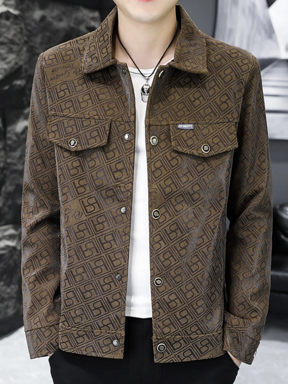 

Мужская повседневная куртка Busin Casual, осень-весна 2025, молодежная, из полиэстера, с длинным рукавом, приталенного кроя, однотонная