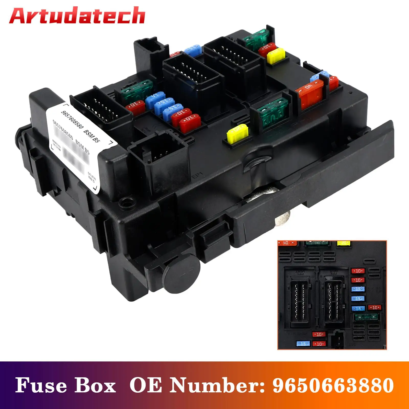 

Artudatech Fuse Box 9650663880 For Citroen C3 C4 C5 Peugeot 1007 206 206+ 307 406 807 Car Accessoreis