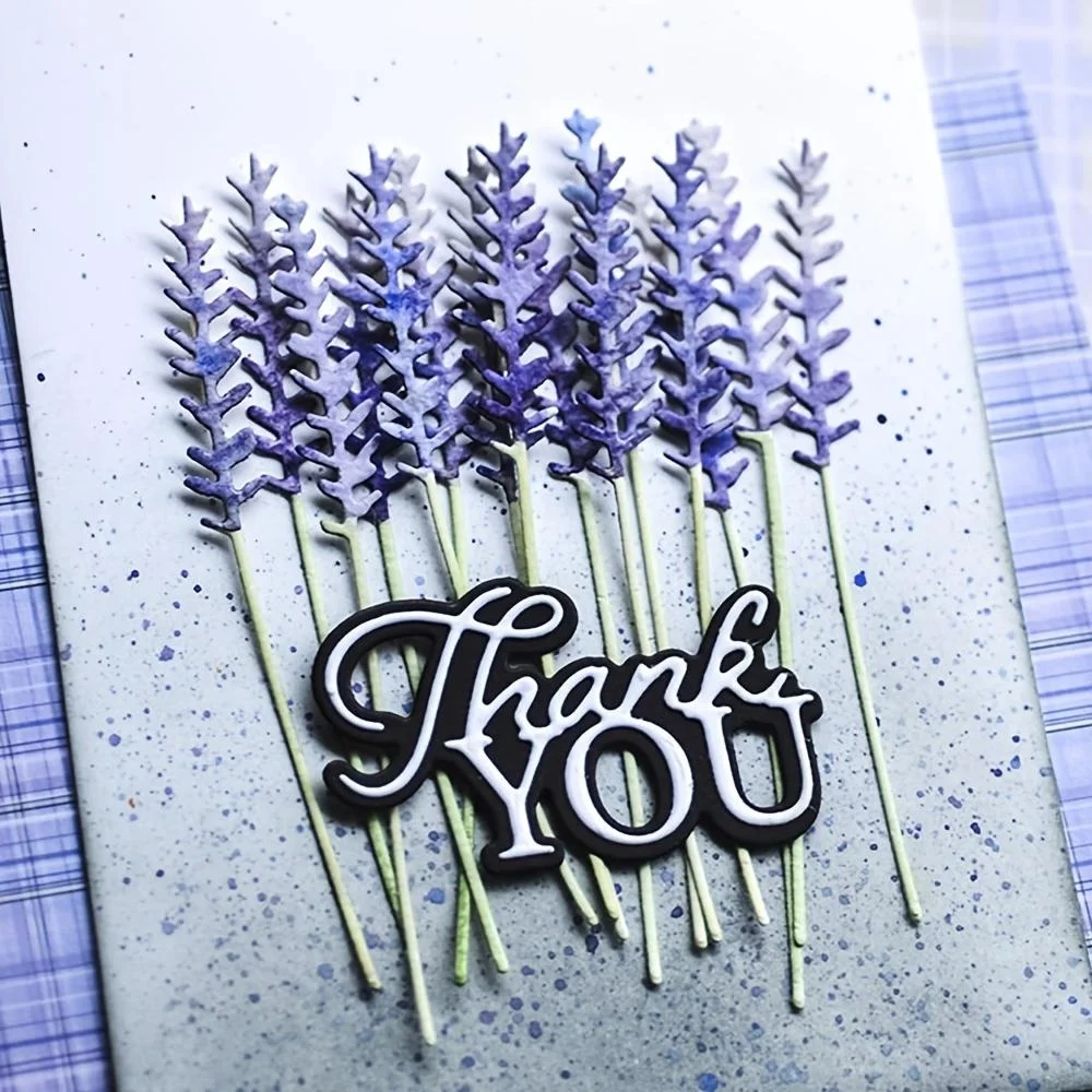 Crazyclown Lavender Stems Plant Craft Die Metal Cutting Dies Scrapbooking Die for Card Making Diy Embossing Cuts Stencil Craft