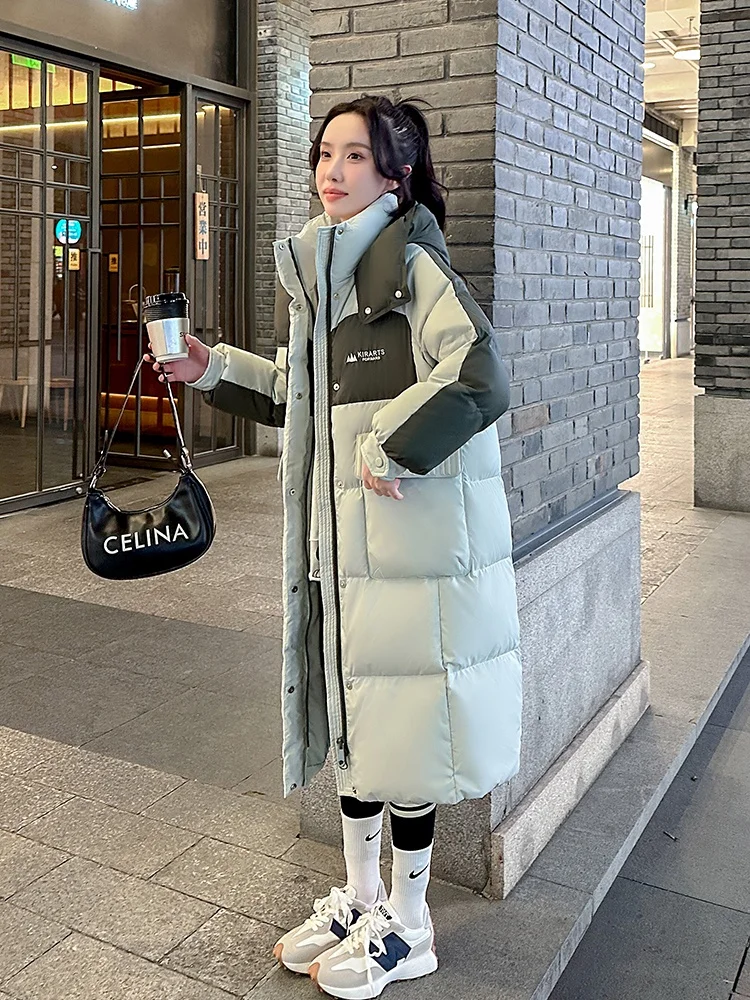 

Sli White Du down Jaet Women's Mid-Length Thiened Winter New Sle Knee-High Bread Coat Korean Sle Straight Cut
