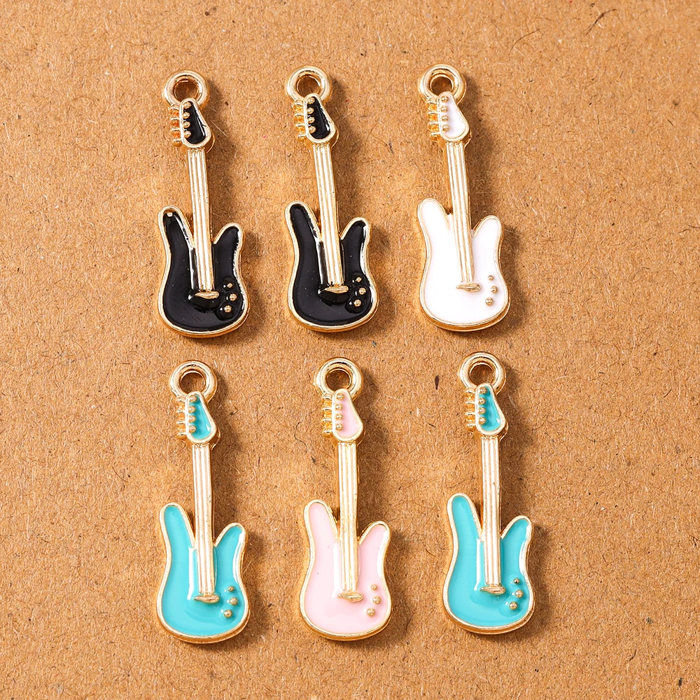 10pcs Alloy Musical Instruments Guitar Charms Pendants for Jewelry Making Necklace Earrings DIY Handmade Accessories