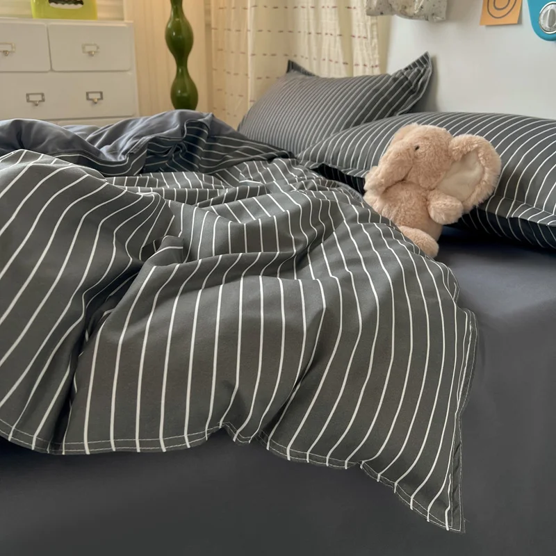 Stripe Style Duvet Cover Skin-friendly Quilt Cover Single/Double/Queen Size Comforter Cover dekbedovertrek(Pillowcase Need Order