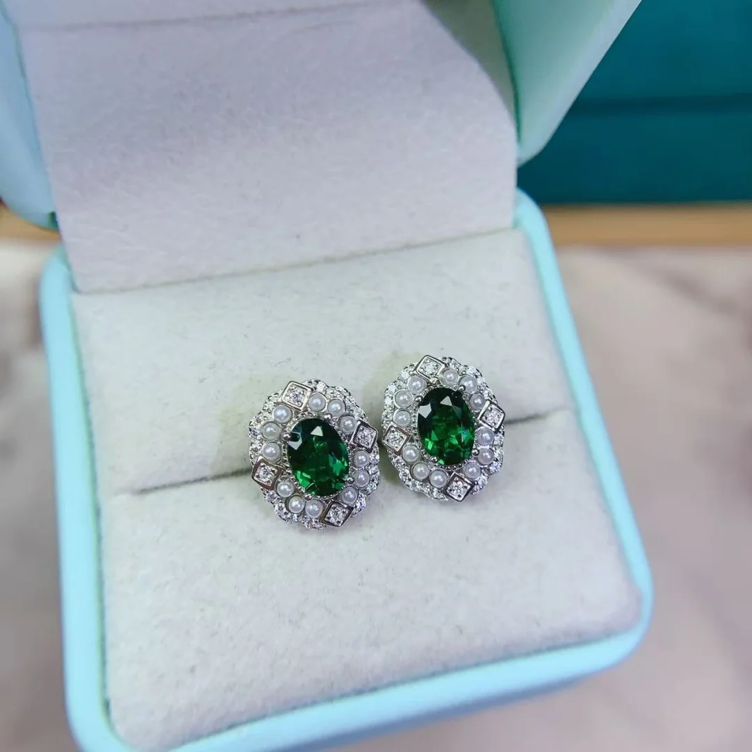 

Gorgeous Natural Diopside Earrings Shiny S925 Sterling Silver Elegant Women Fashion Jewelry Perfect Gift for Her