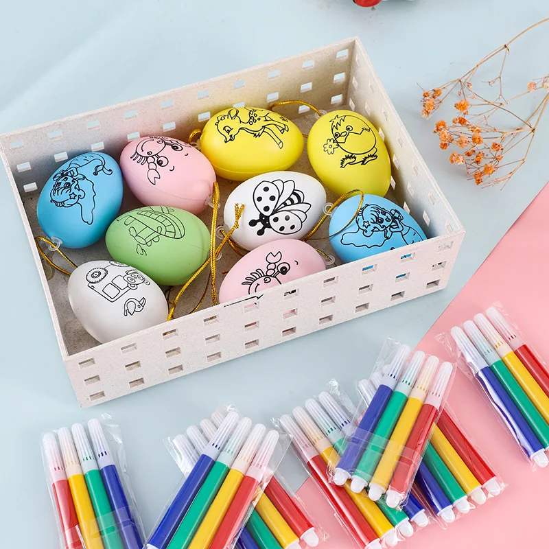 10Pcs DIY Arts Painting Eggs Color Filling Drawing Toys for Kids Birthday Party Favors Kindergarte Prizes Baby Shower Party Gift