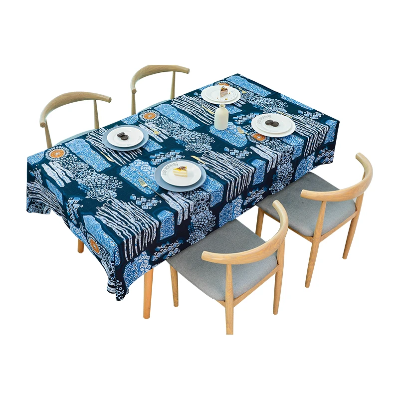 Cotton Linen Tablecloth Ethnic Bohemian Print Rectangular Cover for Bar Dining Vintage Home Decor