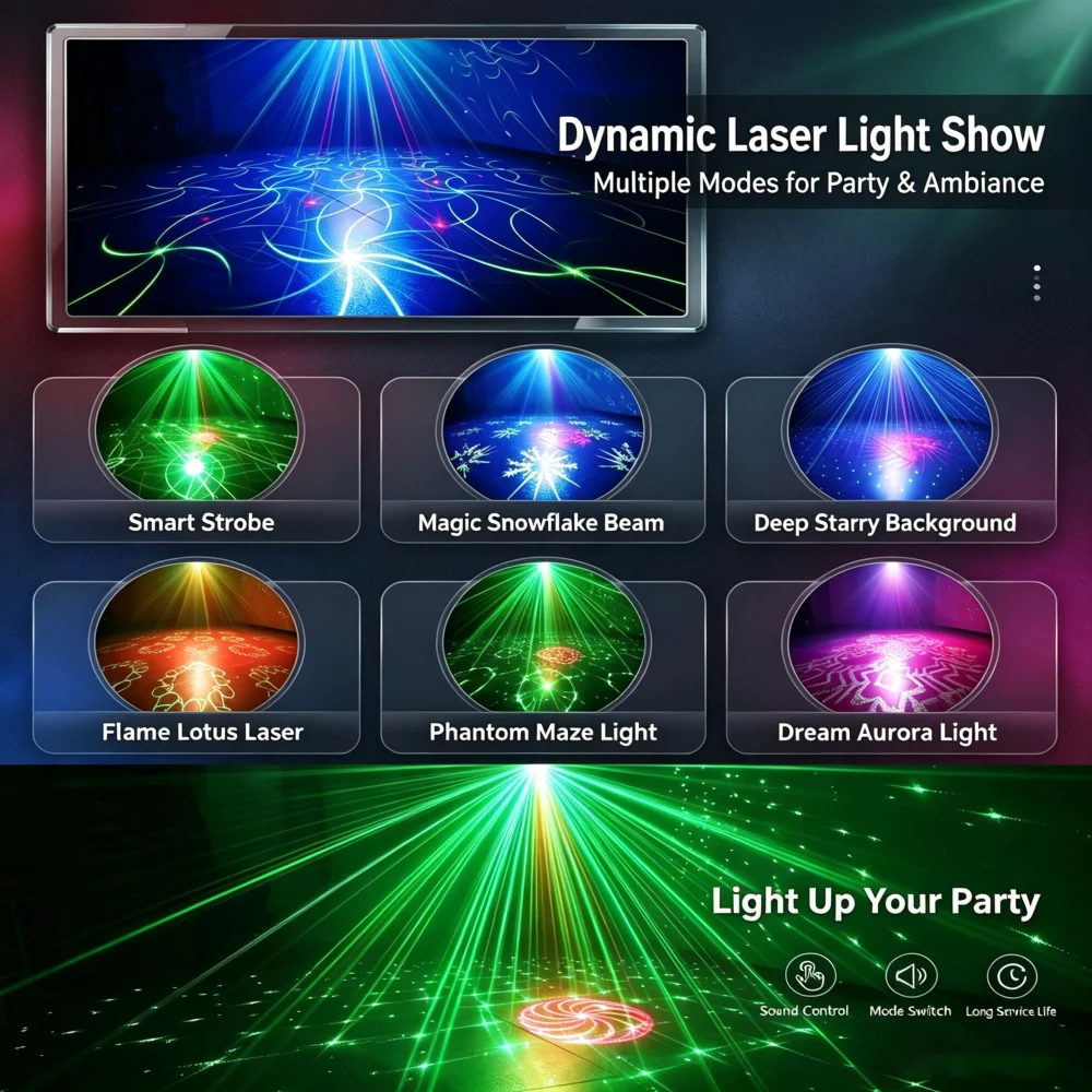 Sound Activated Rechargeable LED Stage light Disco DJ Party light RGB LED Lights For Party Halloween Christmas Birthday Wedding