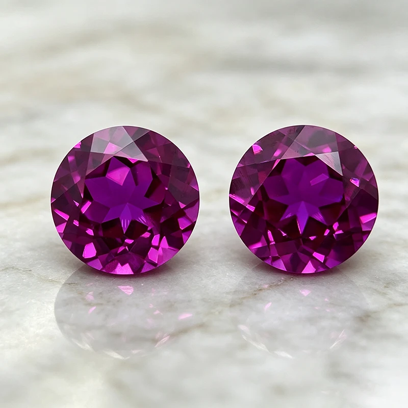 Laborgezüchteter Saphir im Rundschliff, Sakura-Hot-Pink-Farbe, Edelstein-Anhänger für DIY-Ringe, Halsketten und Ohrringe, mit wählbarem Zertifikat – Detail 5