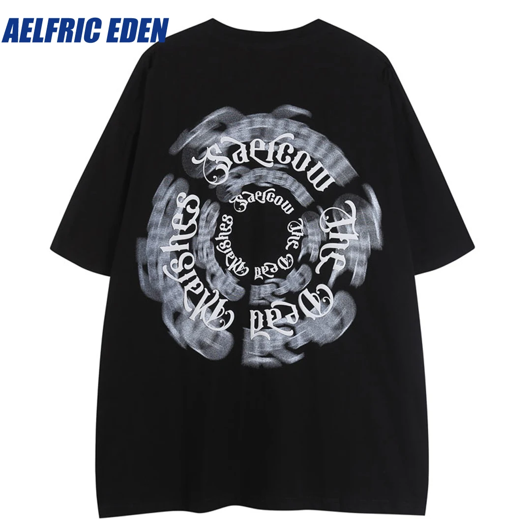 Aelfric Eden Letter Shadow Graphic Print T-Shirts Men Oversized Tshirt Hip Hop 2024 Harajuku Punk Gothic Loose Cotton Tee Tops