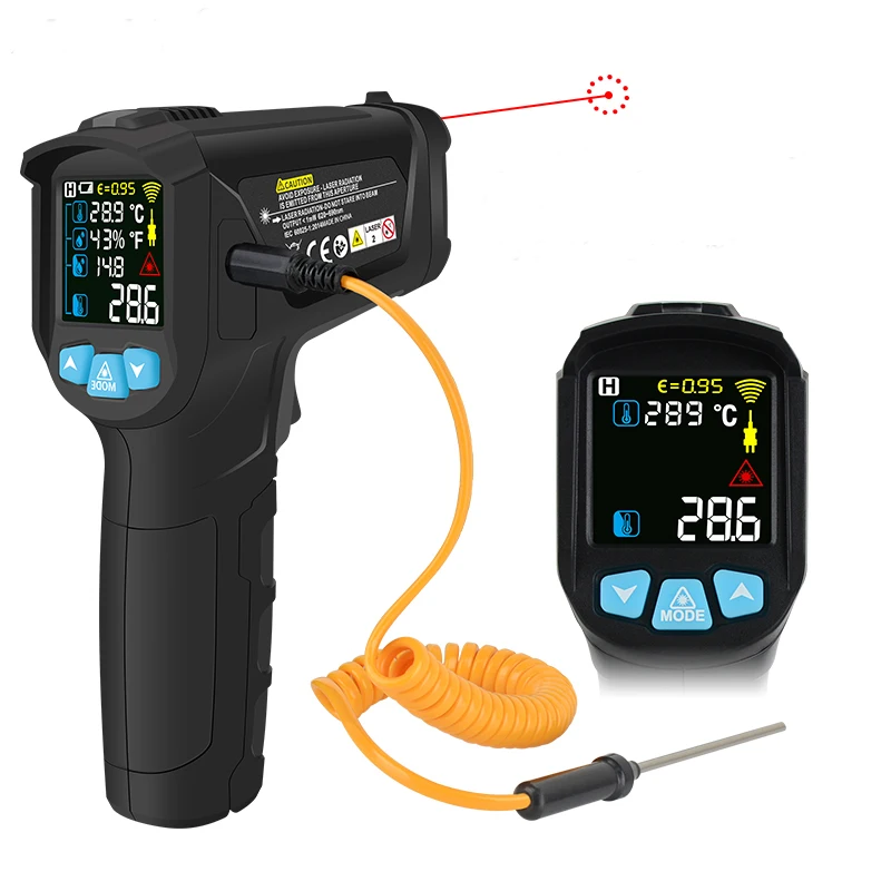 IR02C Non Contact Industrial Digital Pyrometer -50~800C ajustable Digital Gun Thermometer For Industry