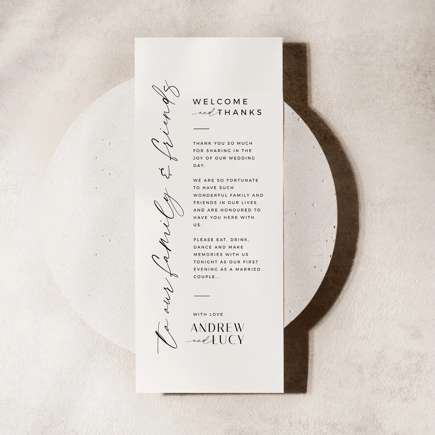 Personalized Table Card Wedding Table Decor Custom Thank You Place Card Minimalist Wedding Invitations Editable Place Setting view 3