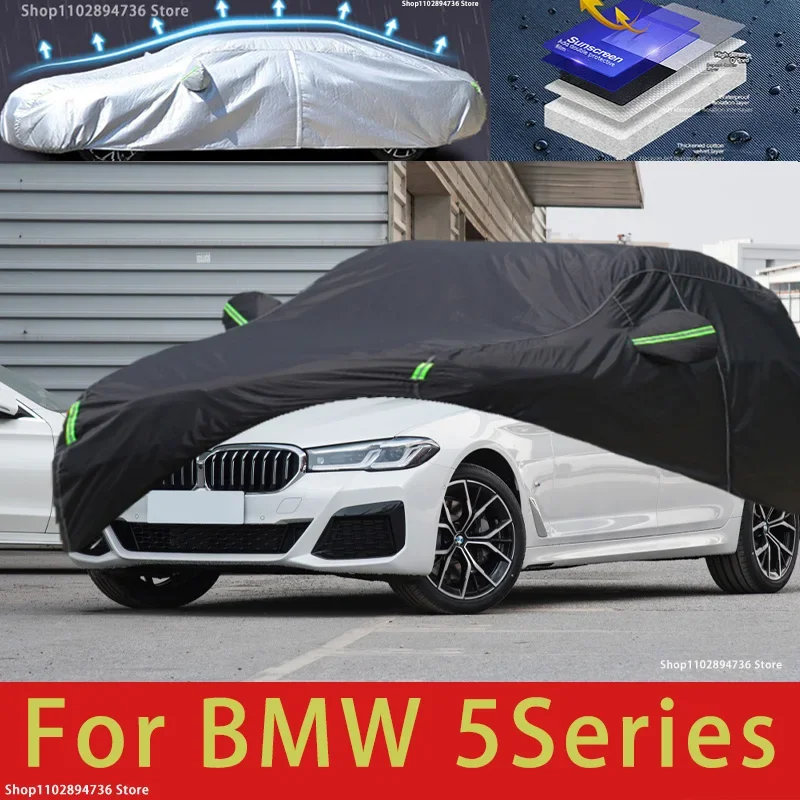 

For BMW 5Series fit Outdoor Protection Full Car Cover Snow Covers Sunshade Waterproof Dustproof Black Car Cover