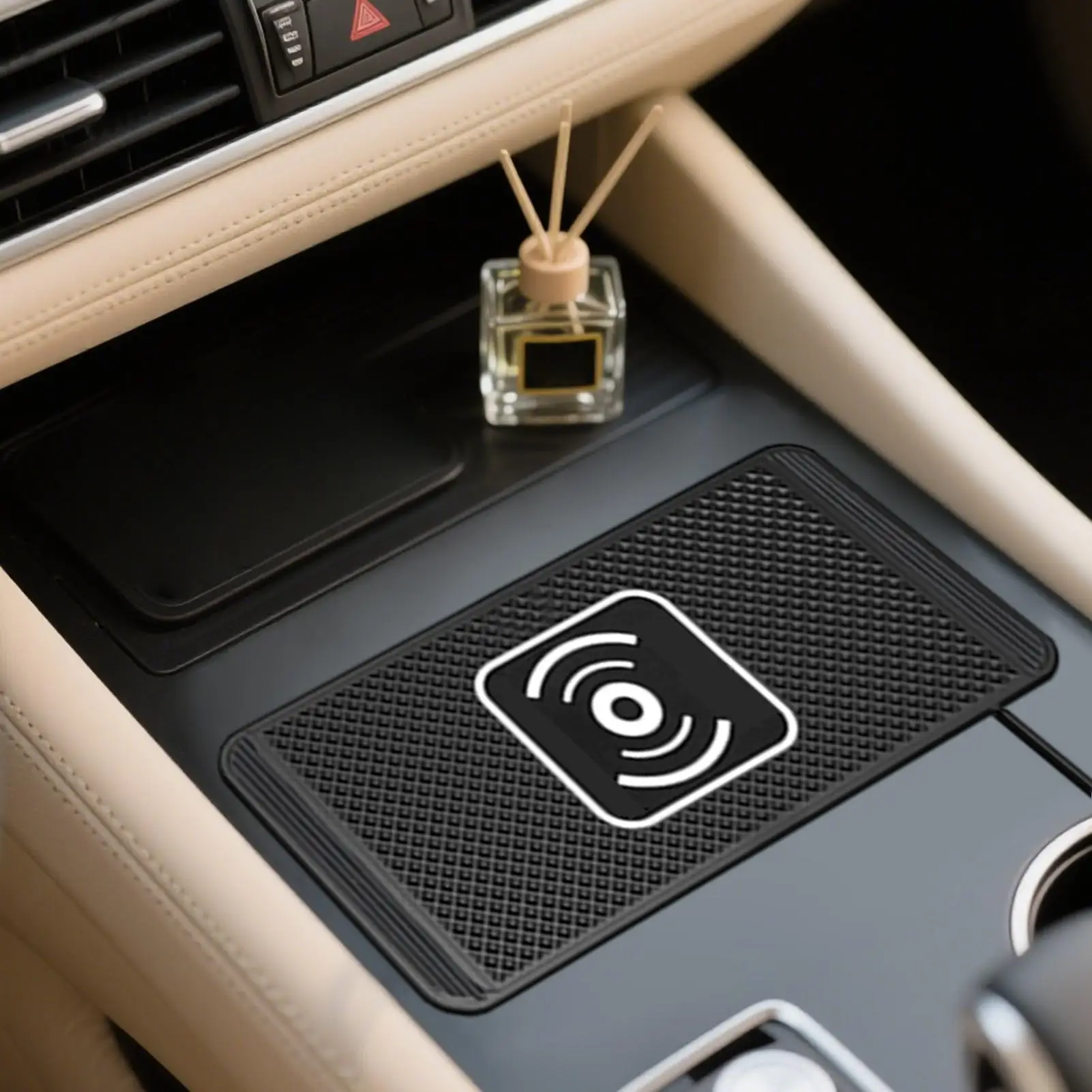 Car Wireless Charger Pad Wireless Car Phone Charger Automatic Sensing Non-Slip Phone Charging Pad With 39 Inch Cable For Travel
