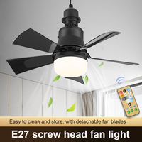 LED Ceiling Fan with Light Remote Control Dimmable 30W E27 Base Modern Smart Wireless Fans Lighting for Bedroom and Living Room