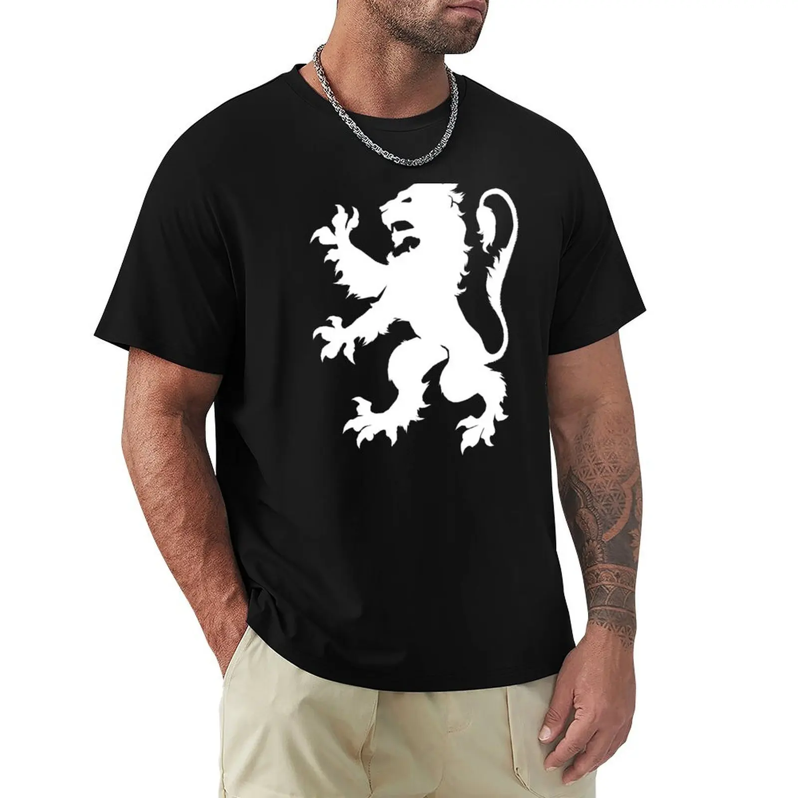 White Lion Rampant T-Shirt boys animal print man t shirt men t shirts