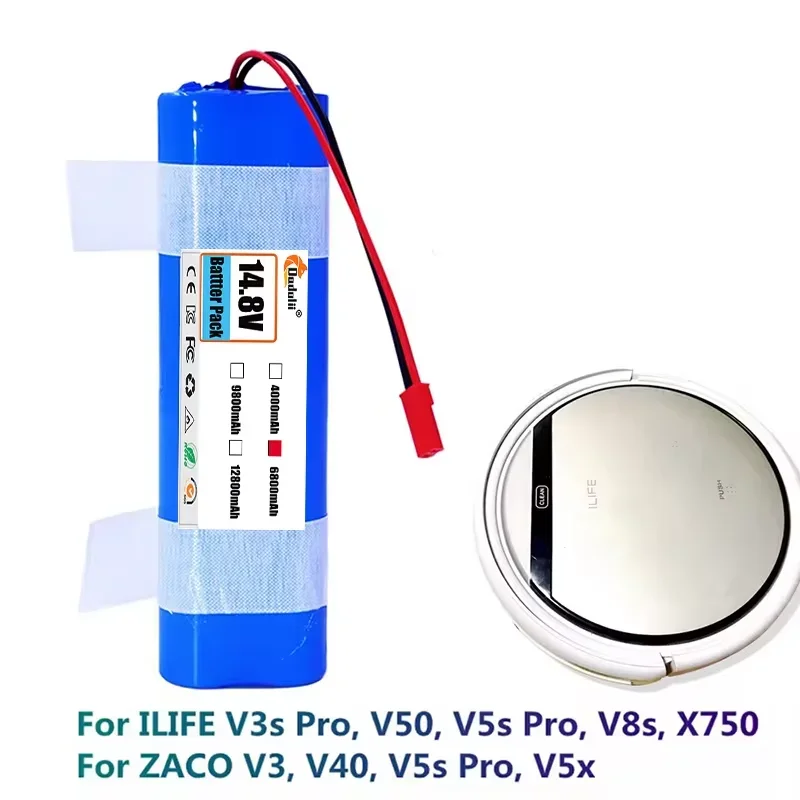 Original Li-lion Battery for ILIFE V3s Pro, V5s Pro, V8s, V8 Plus，V80，V80 Max，V80 Pro,V3s Max 18650 12800mAh 14.4V PX-B010