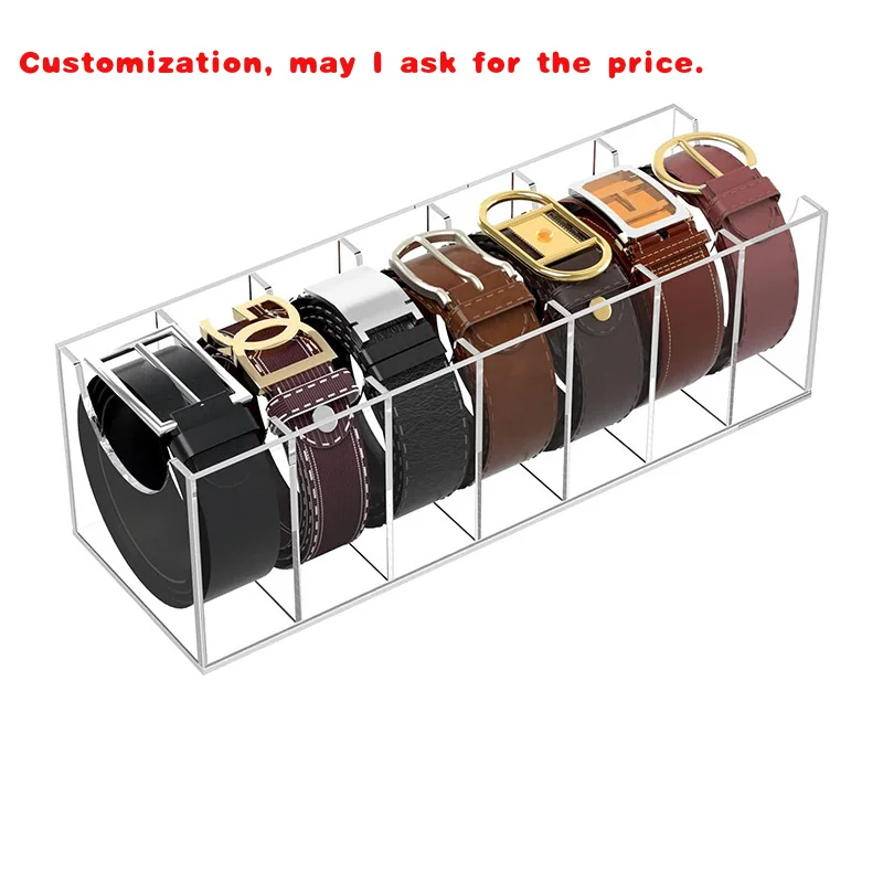 custom.Gird Closet Drawer Belt Organizer Durable Transparent Ties Display Stand Plastic Belt Storage Container Rack