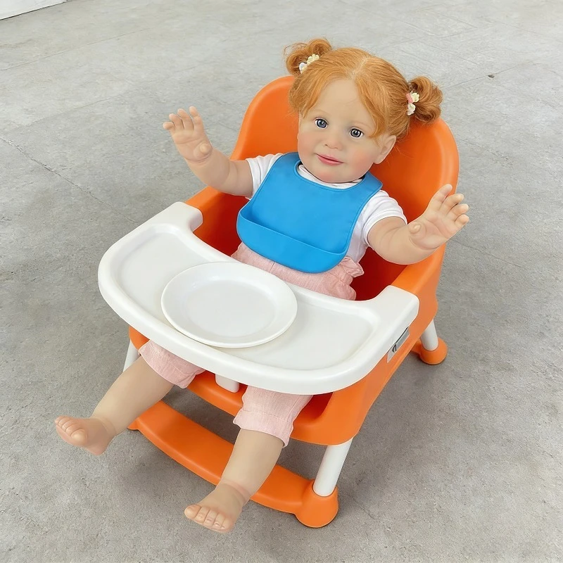 26 inch (66 cm) levensechte meisjespop met zacht stoffen lichaam, reborn peutermeisje met handgeworteld rood haar