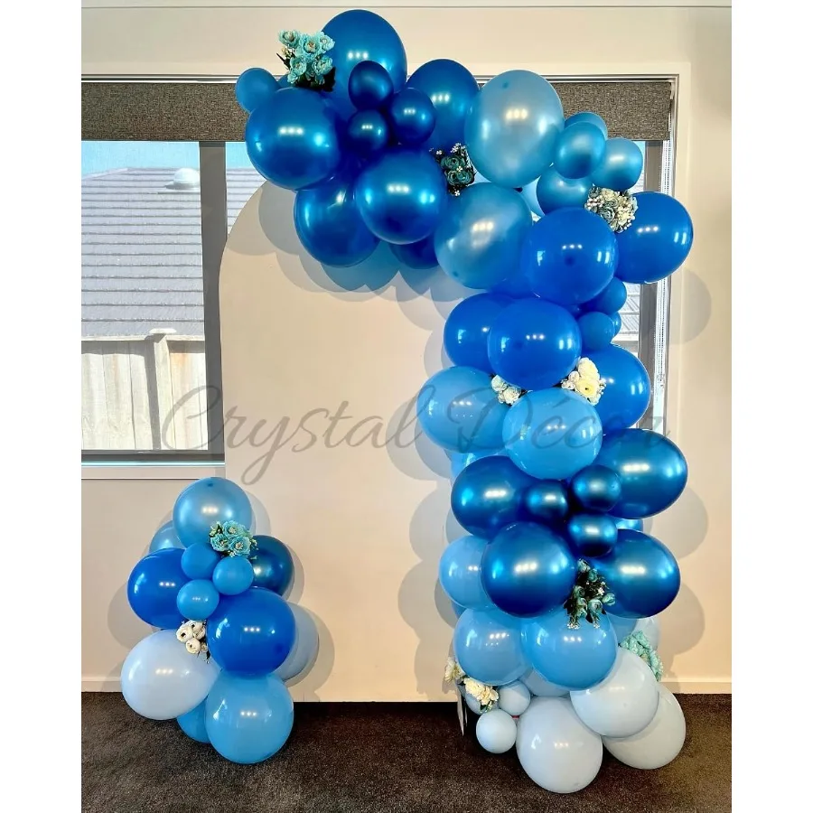 메탈릭 블루 풍선 80개 12인치 크롬 라이트 마카롱 무광 라텍스 및 컨페티 풍선 생일 웨딩 베이비 샤워 파티용