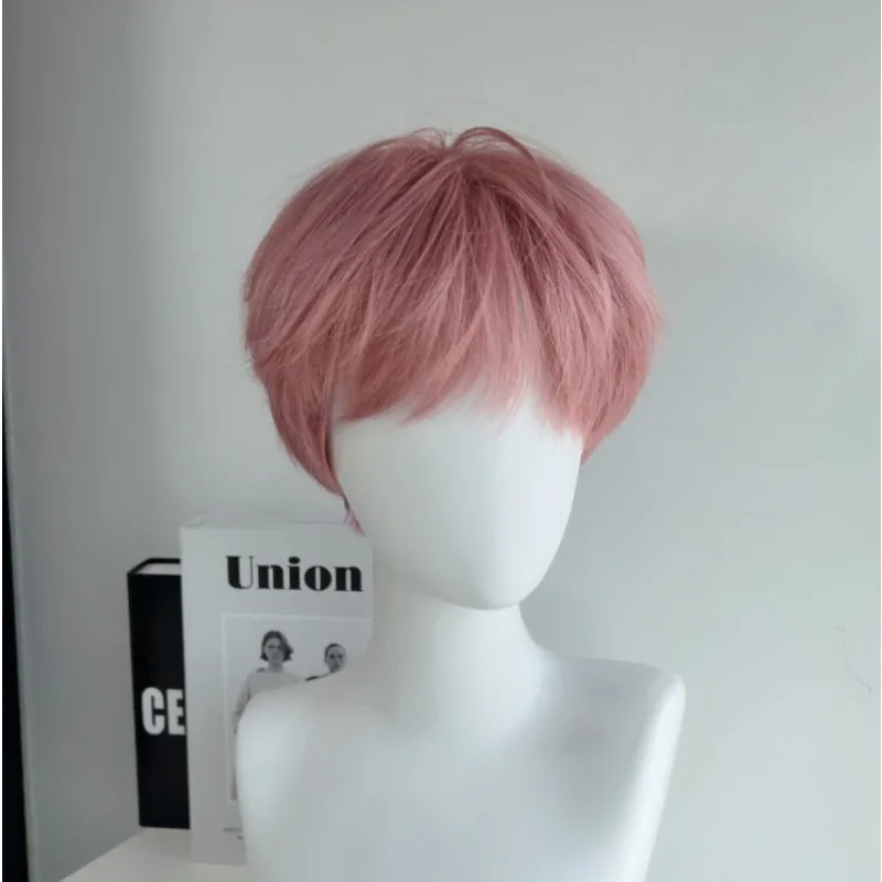 Anime Pink Short Wig Cosplay Wigs Short Fluffy Wigs Eye Patch Heat Resistant Synthetic Hair Party Role Play Lolita Accessories