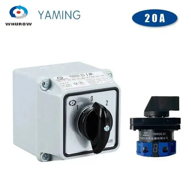 YMW26-20/1M Waterproof IP65 Rotary Cam Switch Changeover Control Circuit 660V 20A 1 Pole With Protective Box LW26 LW28 LW39B