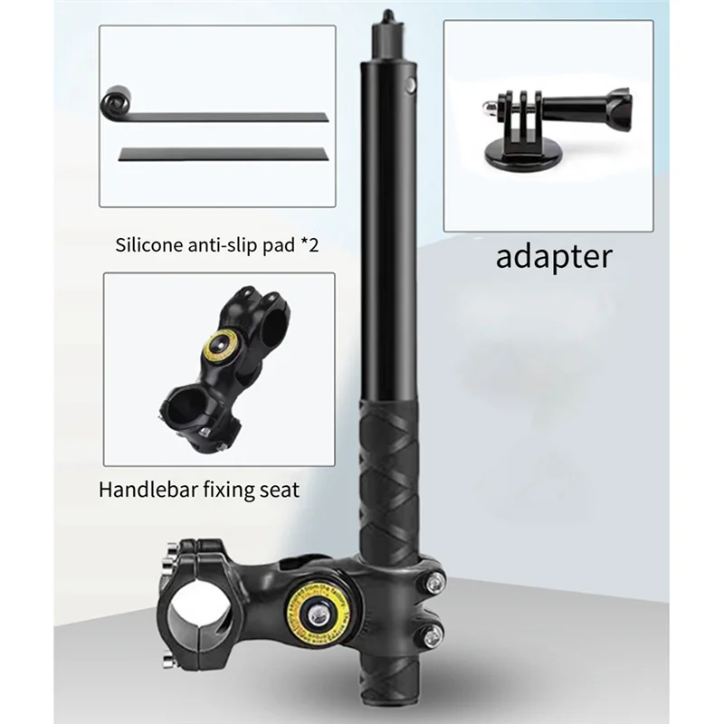 Durable-Adjustable Motorcycle Handlebar Mount For Gopro, DJI, Insta360 Cameras Invisible Selfie Stick Monopod