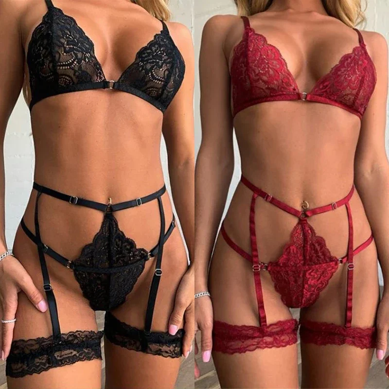 

Hot Sexy Lingerie For Women Low Cut Erotic Underwear Set Woman Bodysuit Transparent Bra Panty Porn Suit Lure Nightclub Costume