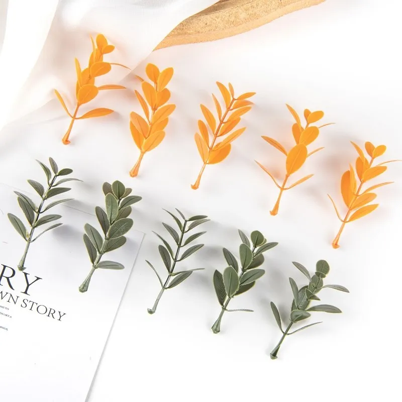 50 Stück künstliche Pflanze verlässt Weihnachts feier nach Hause Hochzeit Hintergrund Wand dekoration Zubehör DIY Kuchen Candy Box Sammelalbum – Detail 18